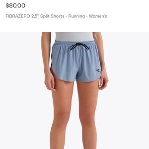 $80 NWT Diadora Light Blue Women's Athletic split  Shorts with Black Drawstring